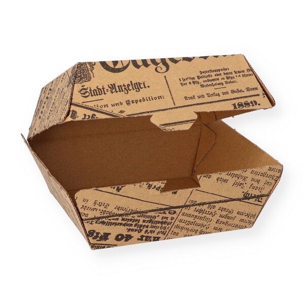 Burger Big Box "Newspaper" brown 125x125x100mm 