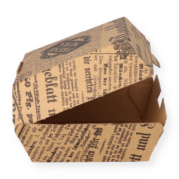 Burger Big Box "Newspaper" brown 125x125x100mm 