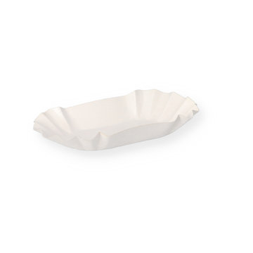 Pommesschalen KU1 oval Pappschalen 10x17x3cm PET-beschichtet