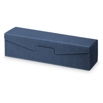 Pr&auml;sentkarton offene Welle blau f&uuml;r 1 Flasche 