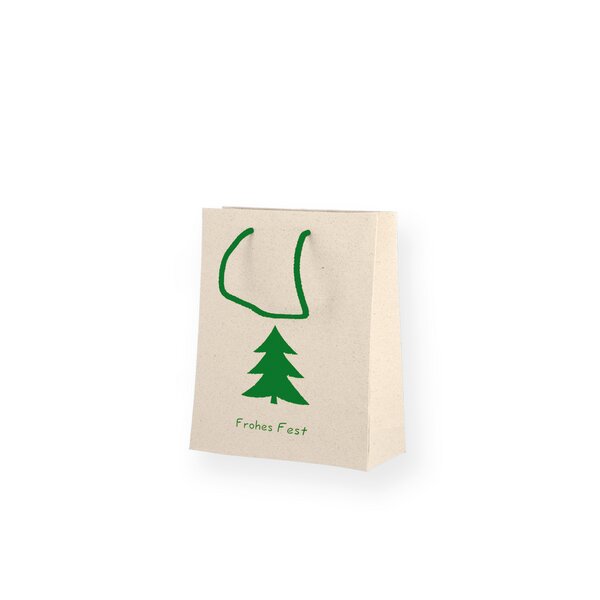 Grass paper carrier bags green fir in 3 sizes 