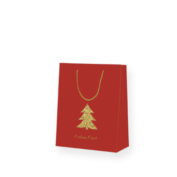 Paper carrier bags gold fir 18+10x23cm with cord