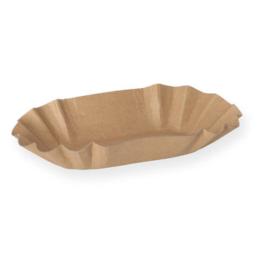 Bio Pommesschalen 1/4kg 8x16x2,5cm braun unbeschichtet, fettdicht