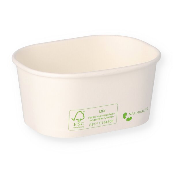 Delicatessen cup made of hard paper white rectangular for 250cc 