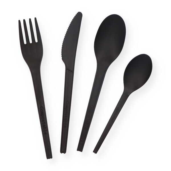 Kaffeel&ouml;ffel Mehrweg schwarz 130mm biologisch abbaubar 