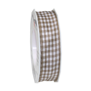 Fabric ribbon "Vichy" with wire edge