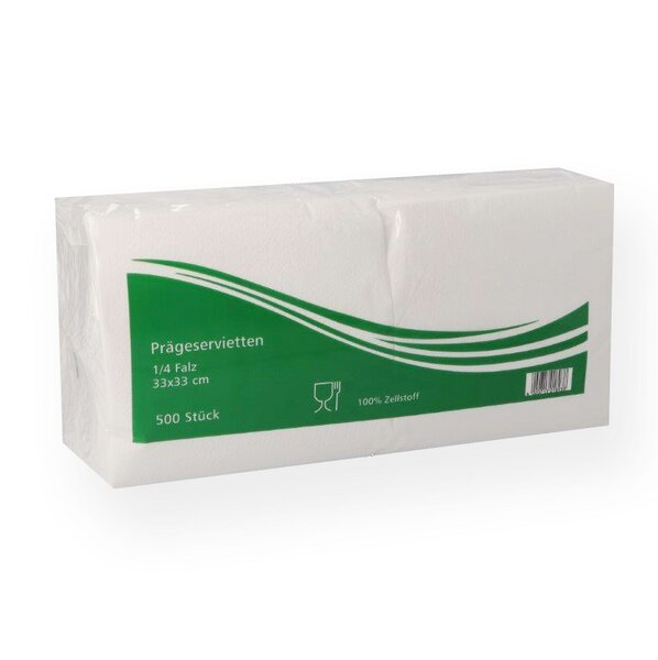 Embossed napkins white 1/4 fold 33x33cm 1-ply 500 pcs 