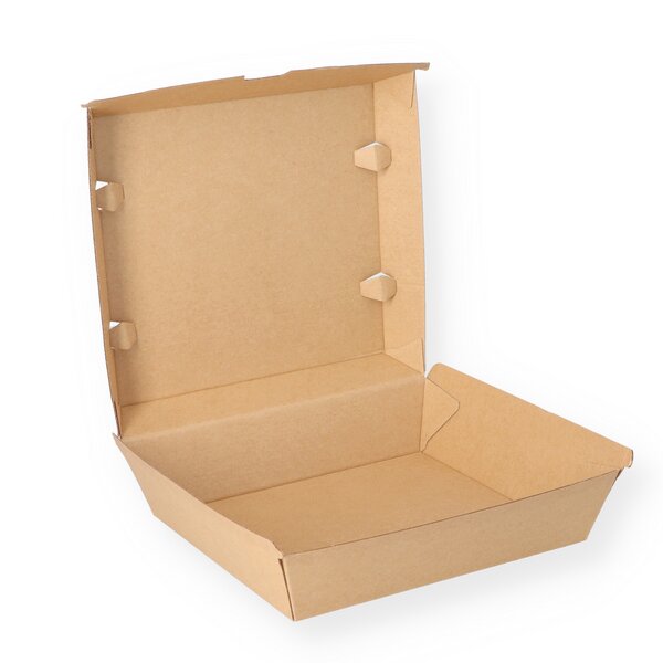 Menu box brown cardboard with hinged lid 178x160x80mm 