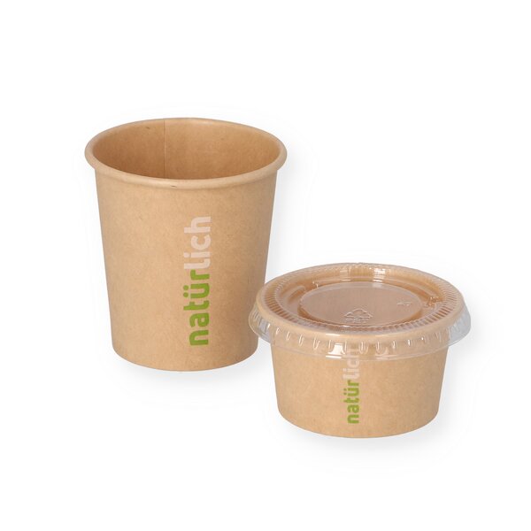 Dressingbecher 50ml rund braun aus Hartpapier 