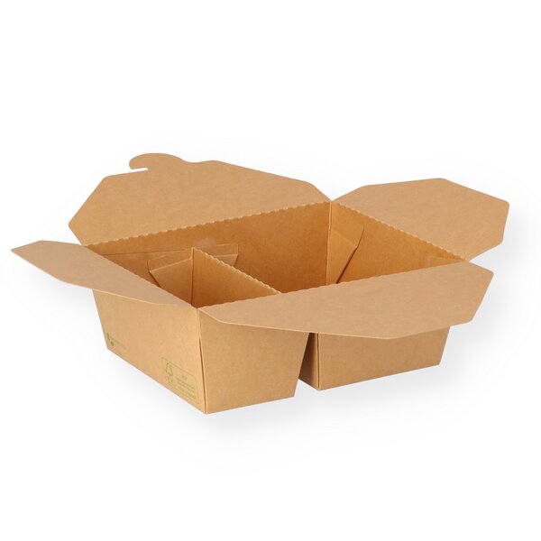 Food box square brown 2-section 400/600ml 171x140x65mm 