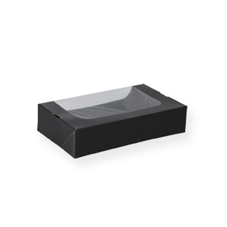 Sushi-Box M schwarz mit Fenster 200x120x45mm 