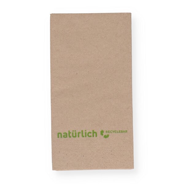 Tissue Servietten 100% Recycling natur 2-lagig, 1/8 Falz 33x33cm 