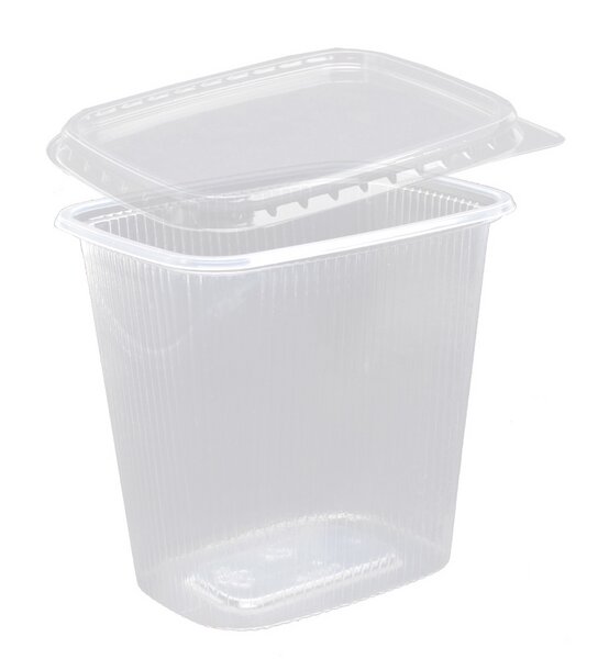 Delicatessen cup square with lid PP clear for 500ml 