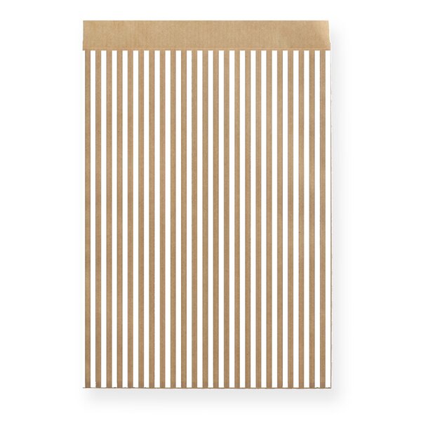 Geschenkflachbeutel Streifen wei&szlig; 16x18,5+2cm Klappe 