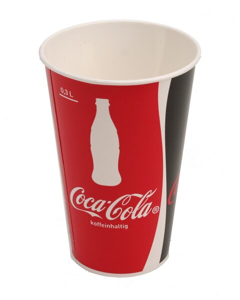 Pappbecher, Trinkbecher, Coca-Cola 0,3l 