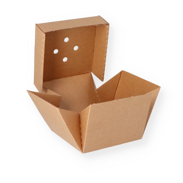 Snack box foldable brown "Natural" 122 x 122 x 100 mm 