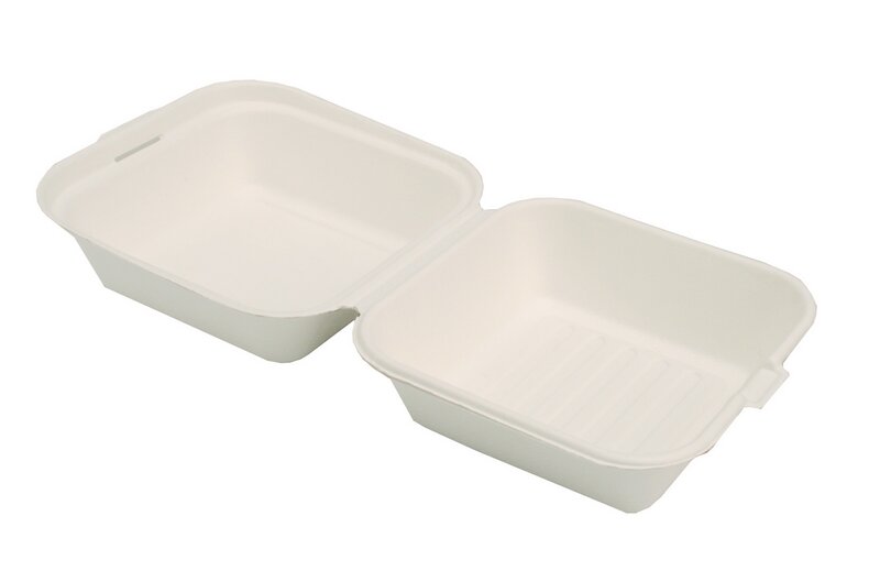 Hamburgerbox aus Zuckerrohr Bagasse 153x147x80mm 