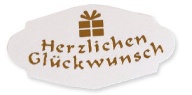 Etiketten Herzlichen Glückwunsch weiß/gold 35mm x 18mm 