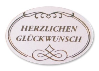 Etiketten Herzlichen Glückwunsch weiß/gold 38mm x 25mm 