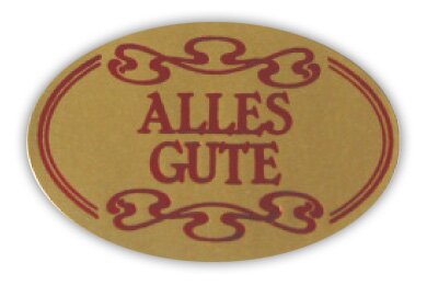 Etiketten ALLES GUTE rot auf gold 38mm x 25mm 