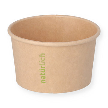 Delicatessen cup made of hard paper brown round