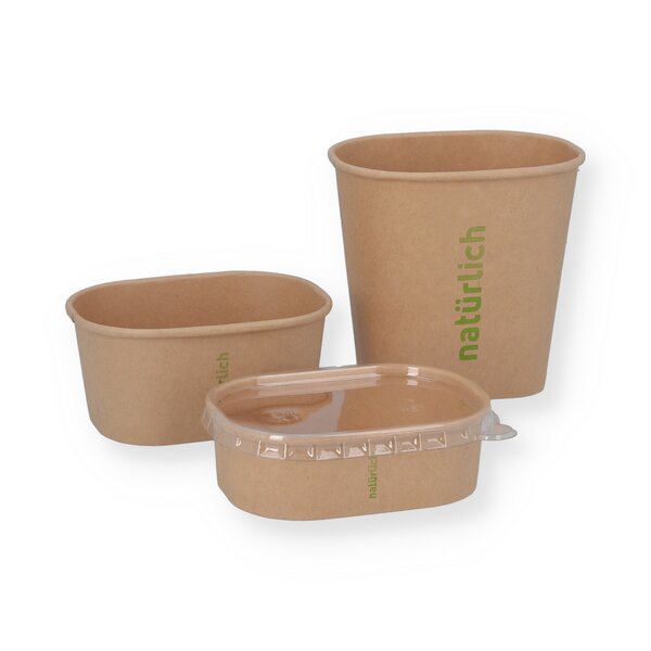 Rectangular delicatessen cup made of brown hard paper 125cc 