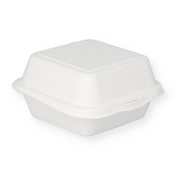 Hamburgerbox aus Zuckerrohr Bagasse 153x147x80mm 