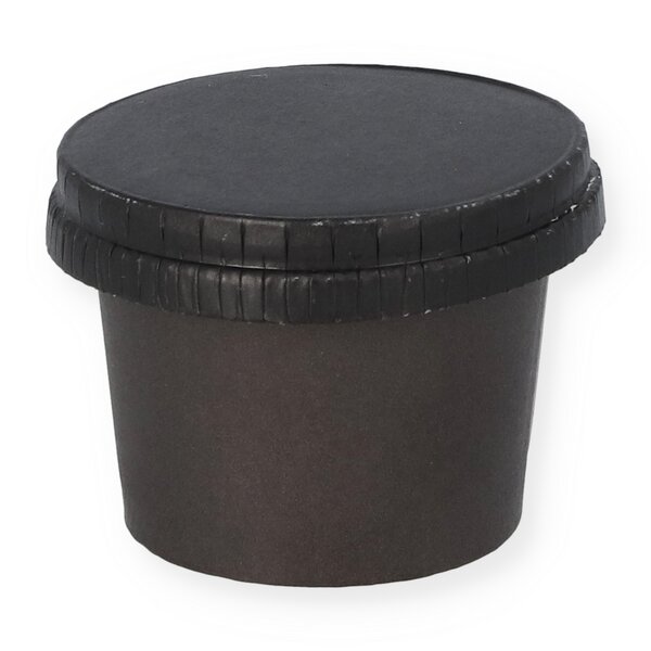 Hard paper flat lid black for dressing cups 50ml, 80ml, 100ml 