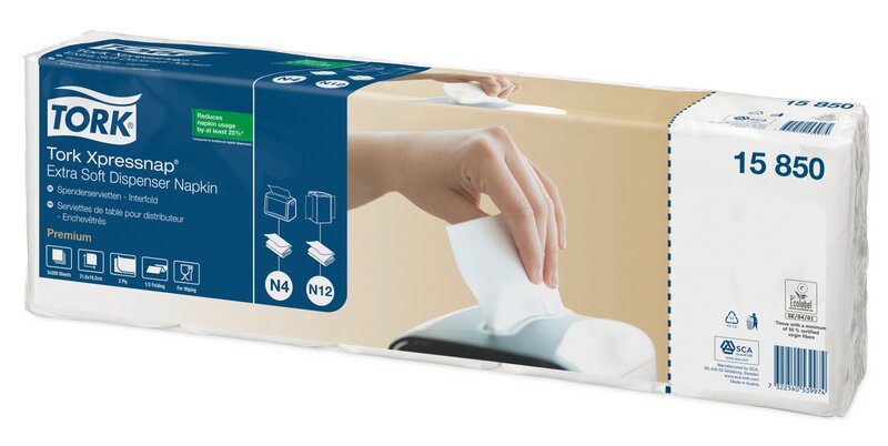 Tork Spenderservietten Xpressnap Extra Soft Nr. 15850 2-lagig 1/2 Falz | 8000 Stück 