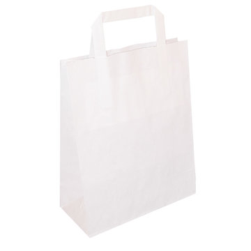 Papiertragetaschen wei&szlig; 22+10x28 cm mit Flachhenkel