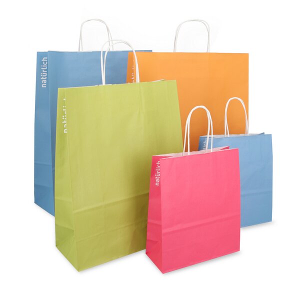 Papiertragetaschen pink 18+8x22cm mit gedrehten Kordelgriffen 