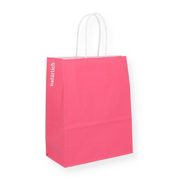Papiertragetaschen pink 18+8x22cm mit gedrehten Kordelgriffen