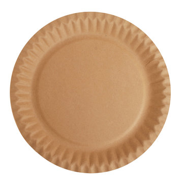 Paper plate round brown uncoated