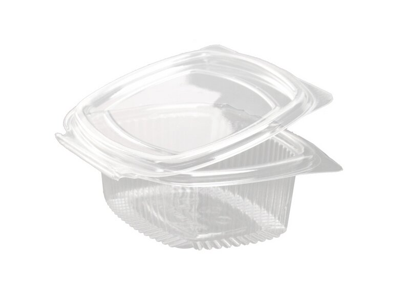 Salatbox oval R-PET 375 ml mit Klappdeckel 