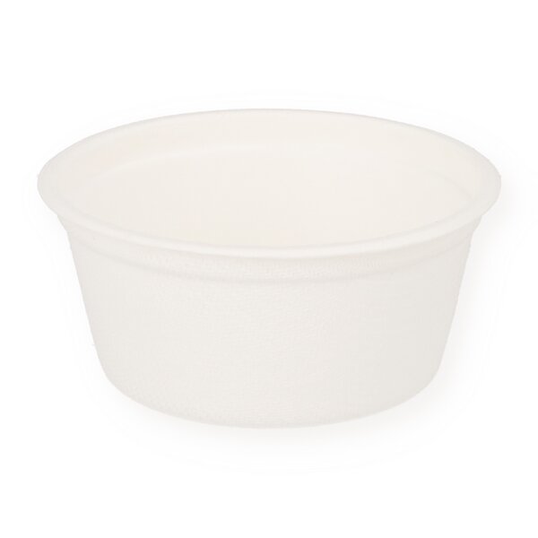 Dressingbecher Bagasse Soßenbecher weiß 80ml Ø77mm Höhe: 35mm 