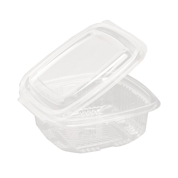 Salatbox rechteckig RPET 375ml mit Klappdeckel 