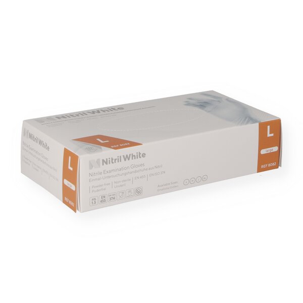 Disposable gloves nitrile white size L (8-9) 