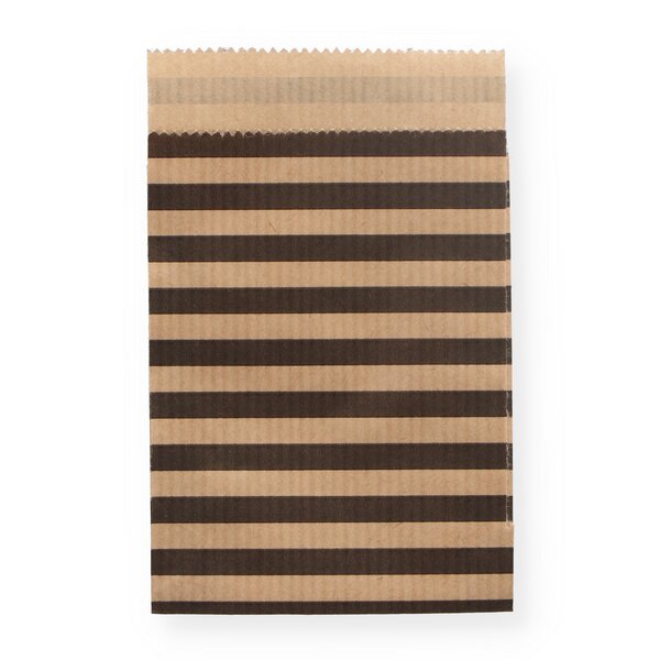 Geschenkflachbeutel Streifen schwarz 7x9+2cm Klappe 