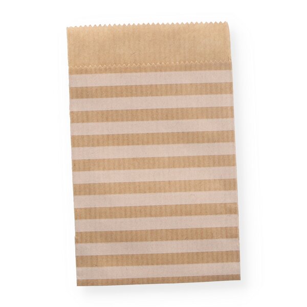 Geschenkflachbeutel Streifen weiß 7x9+2cm Klappe 