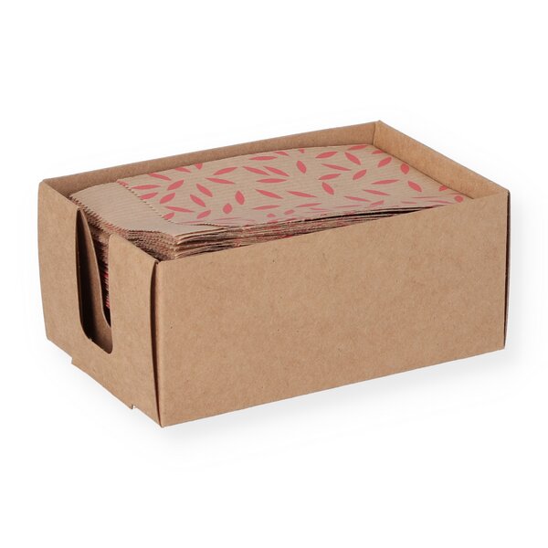Geschenkflachbeutel Blätter rot 7x9+2cm Klappe 