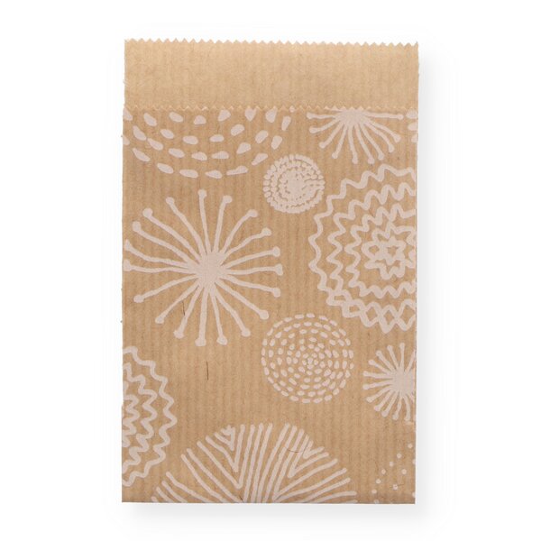 Geschenkflachbeutel Kreise weiß 7x9+2cm Klappe 
