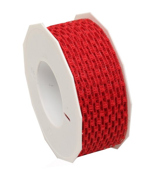 Schmuckband Victoria rot mit Draht 40mm breit 15m lang 