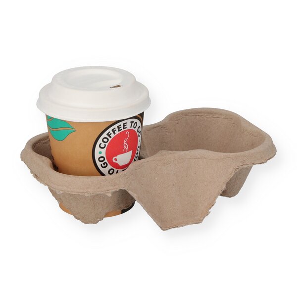 Cup holder made of ground wood for 2 cups 
