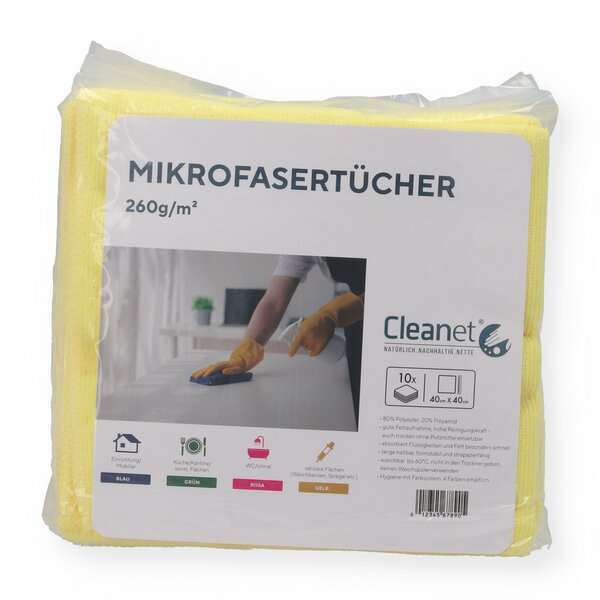 Mikrofasertuch gelb Cleanet 10 Stück 40x40cm 
