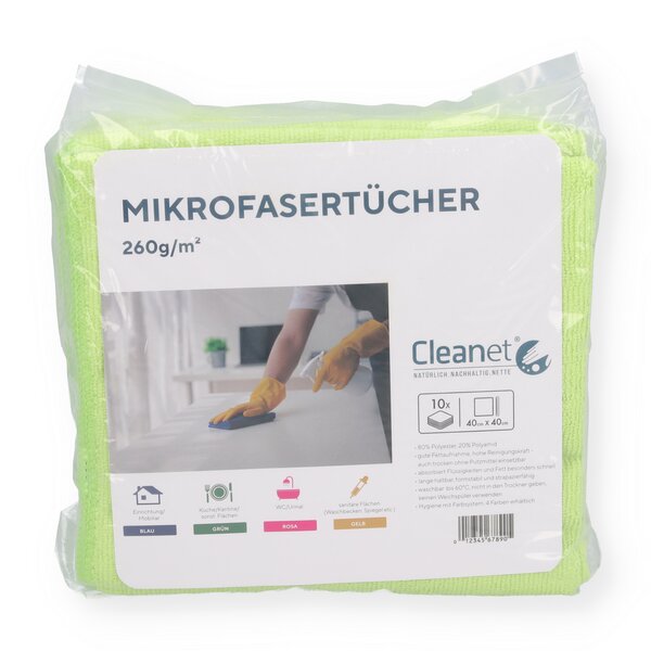 Mikrofasertuch gr&uuml;n Cleanet 10 St&uuml;ck 40x40cm 