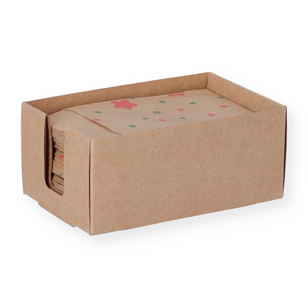 Geschenkflachbeutel Sterne gr&uuml;n-rot 7x9+2cm Klappe 