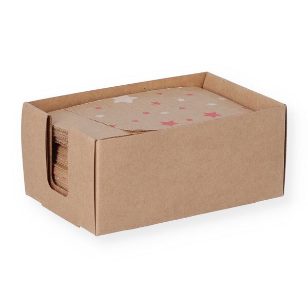 Geschenkflachbeutel Sterne rot-weiß 7x9+2cm Klappe 