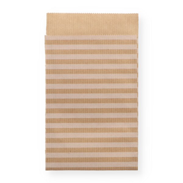 Gift bag stripes white 9,5x14+2cm flap 