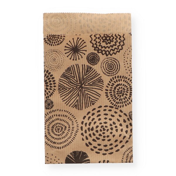 Gift bag circles black 9,5x14+2cm flap 