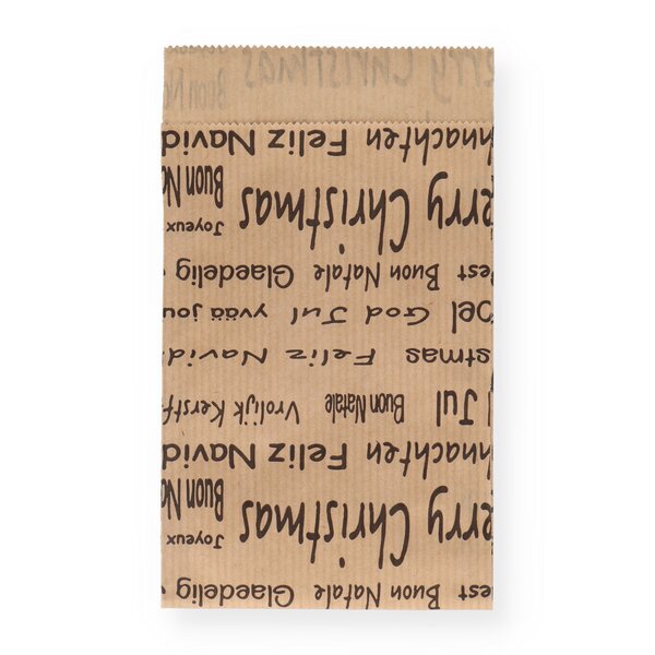Geschenkflachbeutel Schrift schwarz 9,5x14+2cm Klappe 